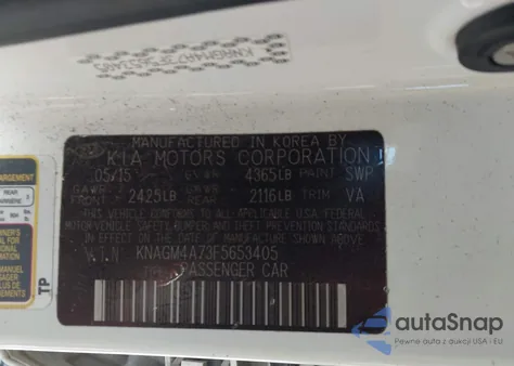 2015 Kia Optima Lx z USA, uszkodzony, nr VIN KNAGM4A73F5653405